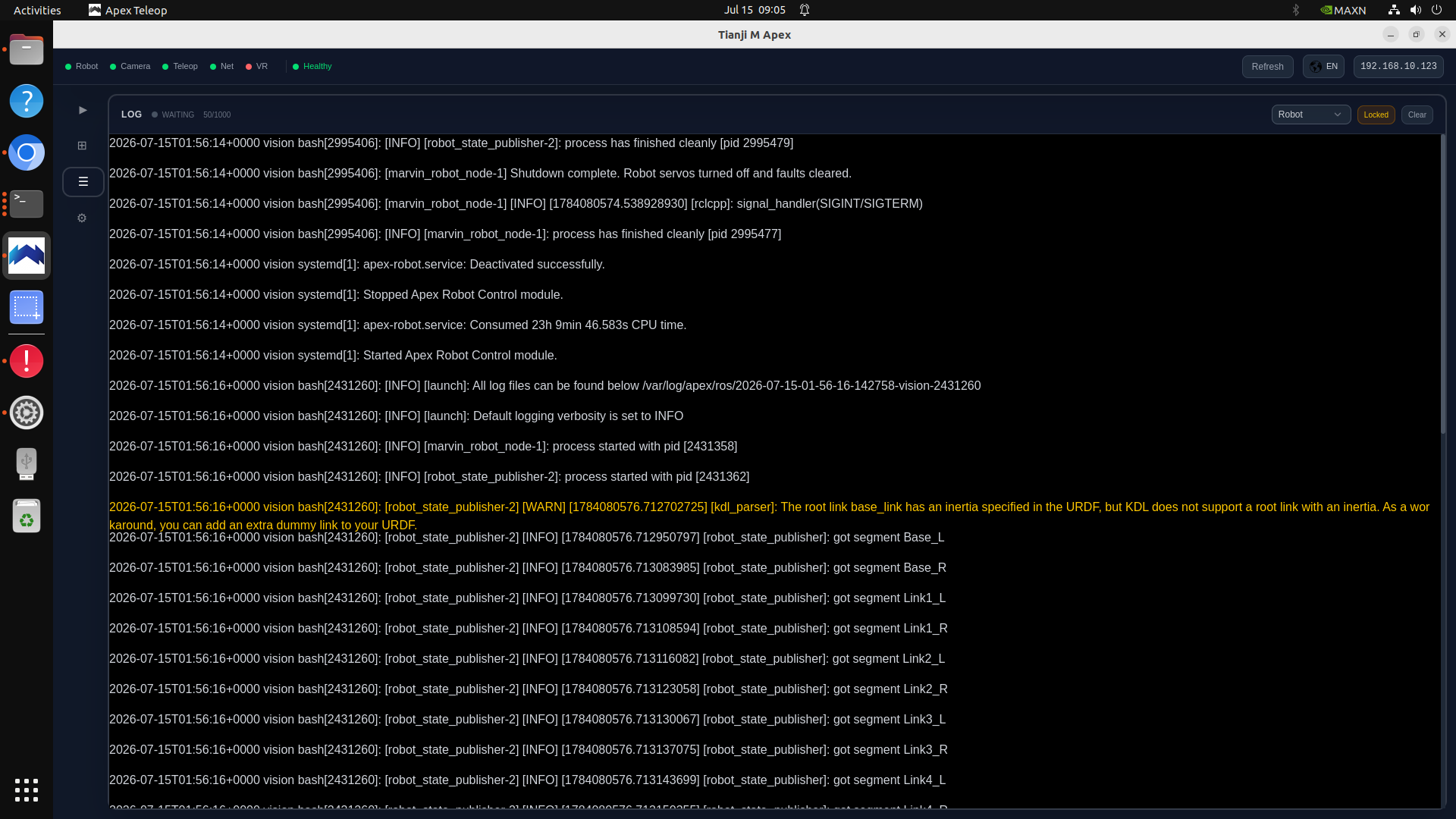 Robot module log