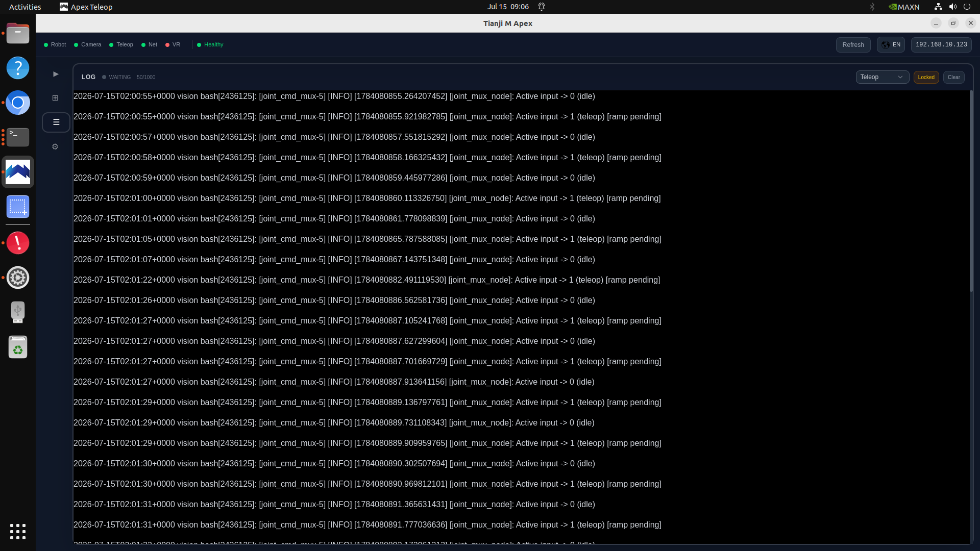 Teleop module log
